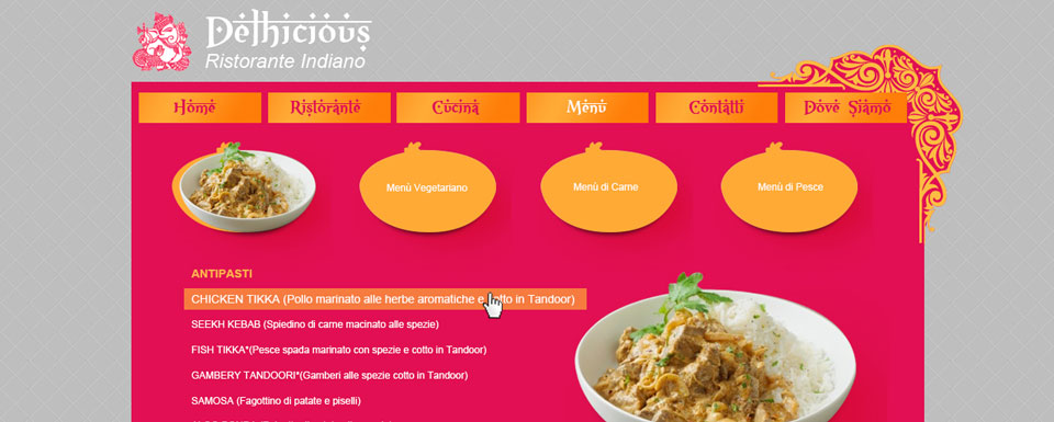 web design per ristorante indiano